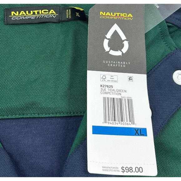 Nautica Competition Mens XL Mock Neck Green Pullover Blue Shirt Jacket K27625 - Picture 7 of 12